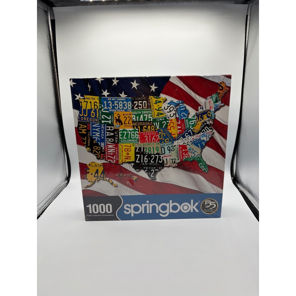 Springbok State Plates 1000 Piece Jigsaw Puzzle USA Map License Plates New